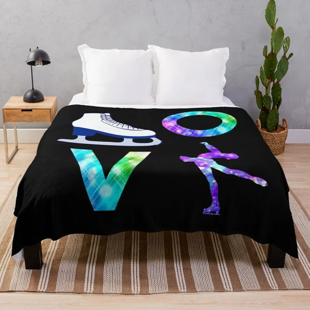 

Love Figure Skating Ice Skater Girls Throw Blanket Flannel Single Winter beds Blankets