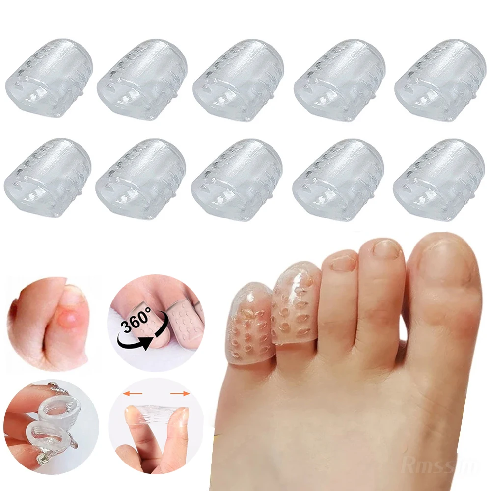 

10Pcs Silicone Toe Caps Anti-Friction Breathable Toe Protector Gel Toe Cap Protector Cushions Prevents Blisters Toe Foot Care
