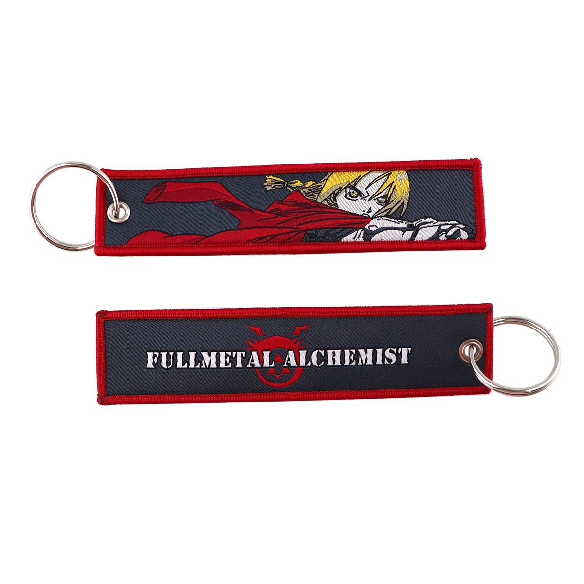 Embroidered Anime Key Ring with Decorative Charm