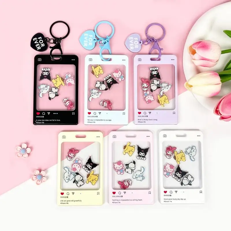 

Sanrioed Anime Cartoon Kuromi My Melody Card Case Ins Kawaii Kuromi Slide Transparent School Label Water Card Protector Gifts