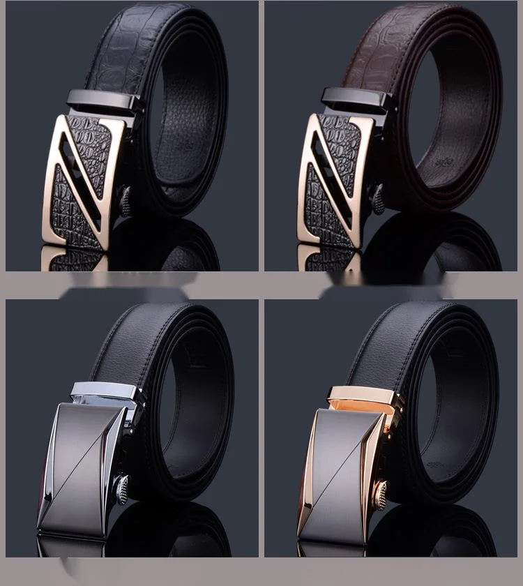 Men's Leather Automatic Buckle Belt For Business And Formal Wear_voghion.com