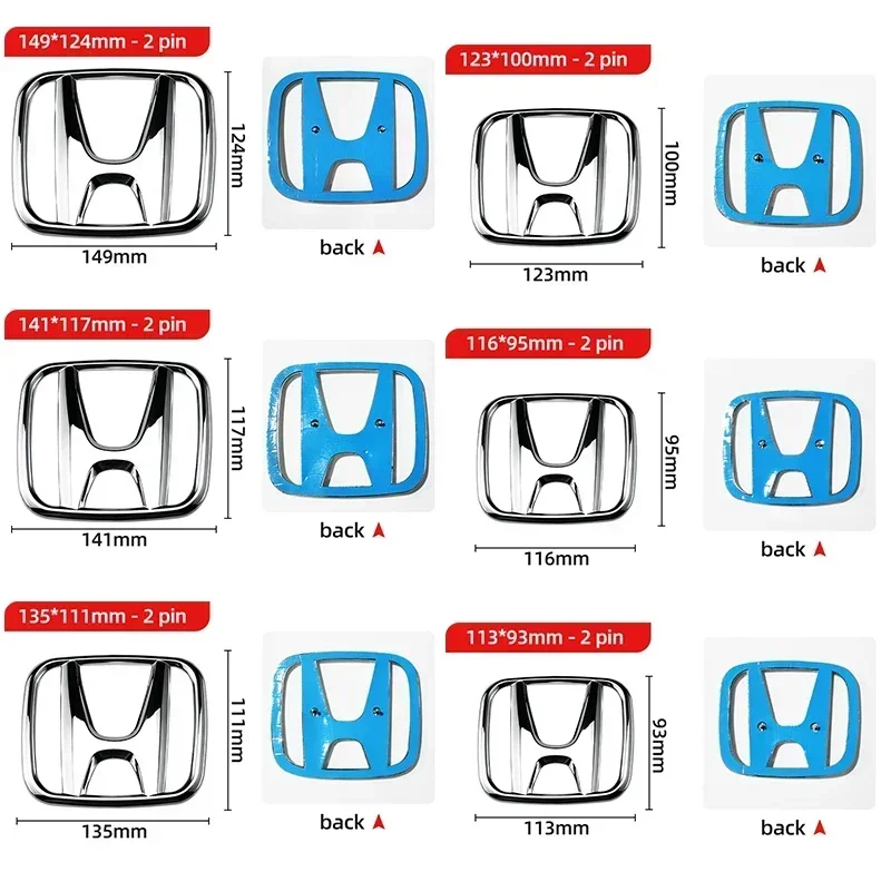 3D ABS 자동차 엠블럼 프론트 헤드 그릴 후드 보닛 엠블럼 리어 테일 범퍼 트렁크 부츠 Honda mugen BRV URV City 용 자동차 액세서리
