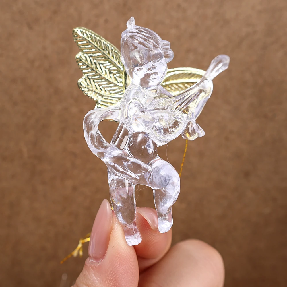 thumbnail image 5 of 4 adornos navideños transparentes con forma de ángel para colgar en el árbol de Navidad, suministros de decoración para fiestas navideñas en el hogar, regalos de Año Nuevo para niños, 5 of 6
