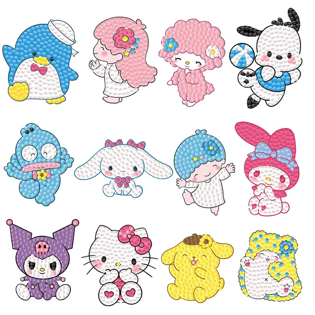 Sanrio Hello Kitty Melody Pom-Pom Purin Pochacco Kawaii Diamond Painting  DIY Handmade Rhinestone Sticker Girl's