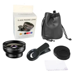 Premium HD Smartphone Camera Lens Kit - 0.45X Wide Angle & 12.5X Macro (Black)