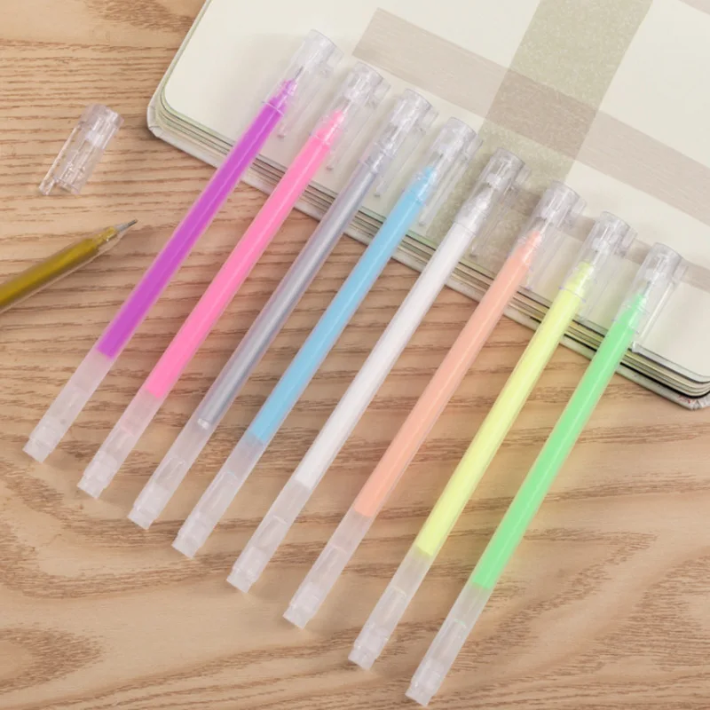카와이 문구 컬러 젤 펜, 0.7mm, 학생 마커, 사무실 문구 하이라이트 펜, 대용량, 9 개/세트