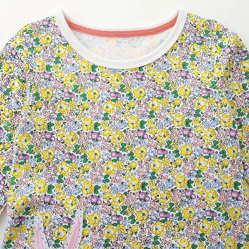 Easter Kids Clothes Children's Clothing Baby Girls 2025 Autumn Spring Cotton Long Sleeves Cartoon Flowers Casual Dresses