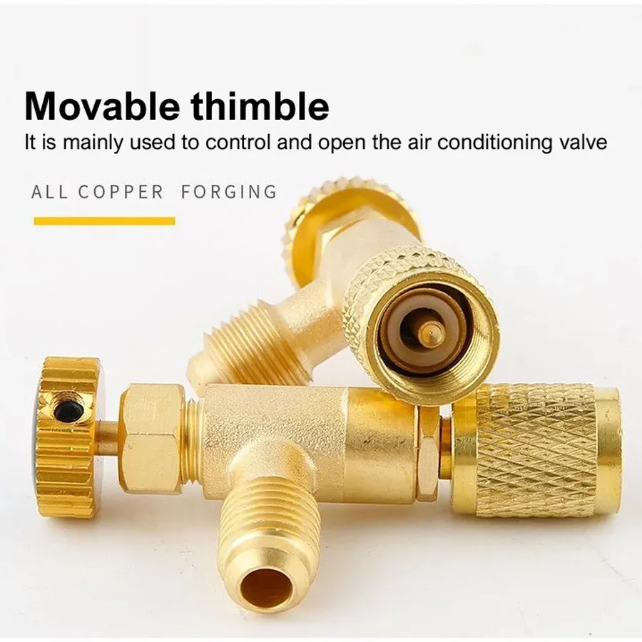 Refrigeration Charging Safety Adapter Valve, 1/4 SAE to 5/16 SAE