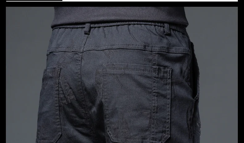 Große Größe 5XL 6XL Herbst männer Sechs Tasche Casual Hosen Schwarz Grau Stern Brief Muster Stretch Gerade Mode Hosen männlichen – Detail 19