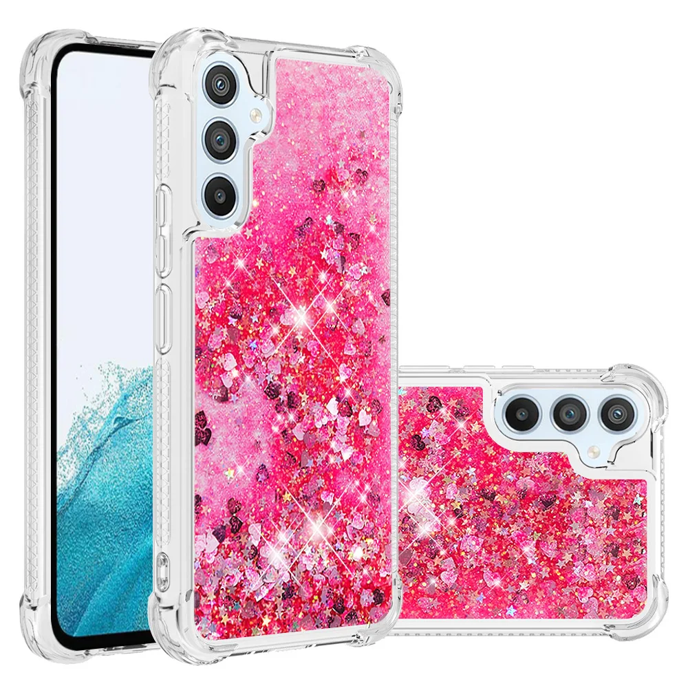 Sparkling Clear Liquid Quicksand Phone Cover with Dynamic Glitter Design