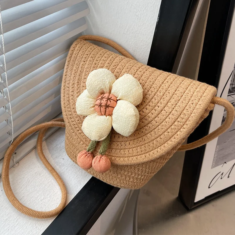 

Fashion Summer Flower Bag Woven Handbags Retro Casual Women Niche Versatile Bucket Bag For Outing