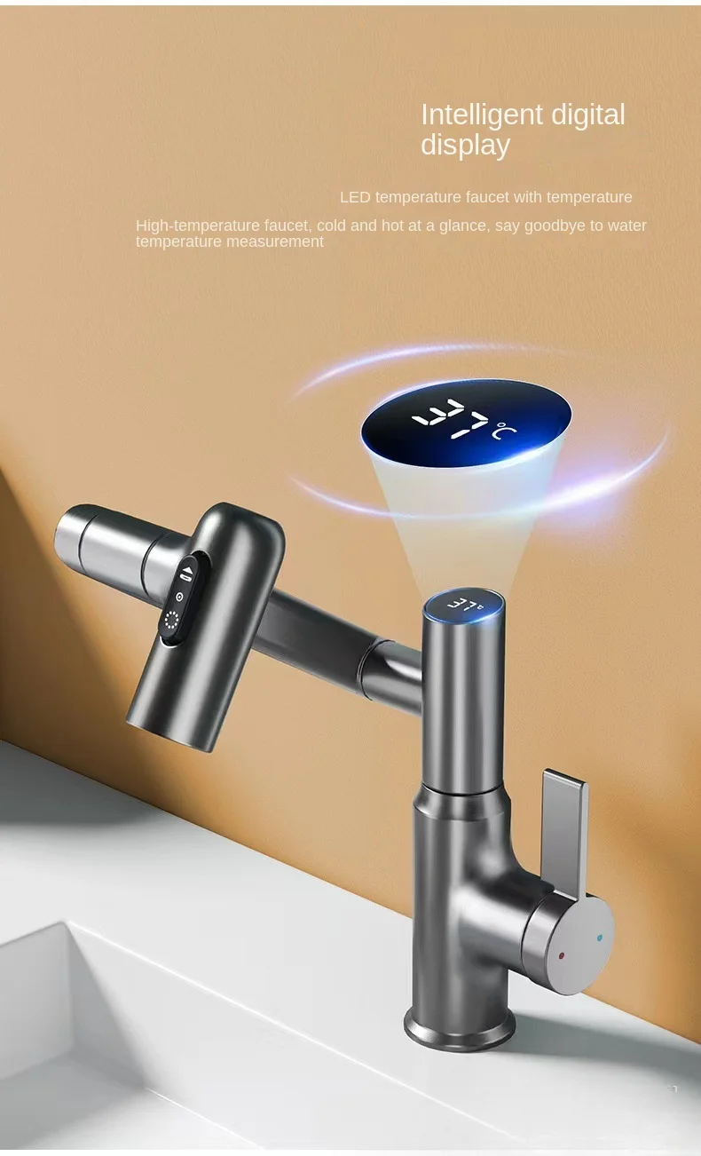 Description Picture 3 of itemCopper universal swivel faucet wash basin kitchen bathroom hot and cold household basin wash basin washing faucet
