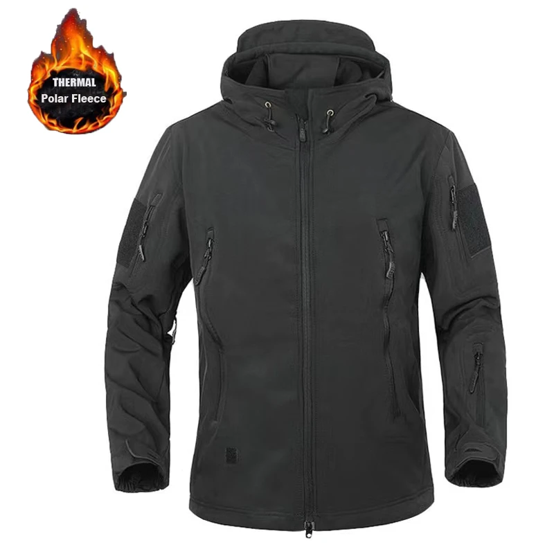 Men's Winter Softshell Fleece Hoodie and Cargo Trousers Set