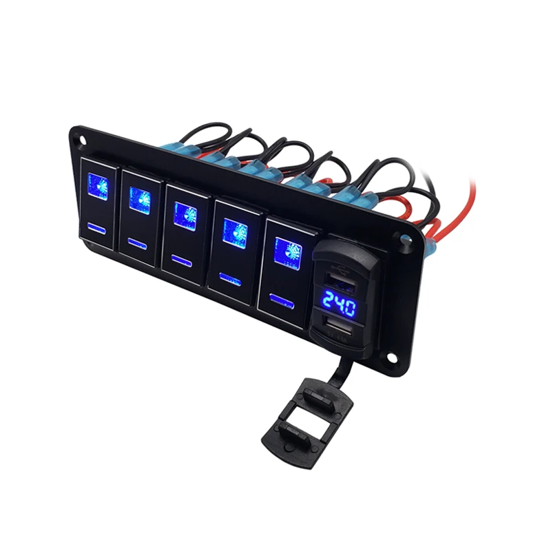 Buy 5 Gang Arine Switch Panel Waterproof, Boat Rocker Switch Panel, 12V Switch Panel, Aluinu