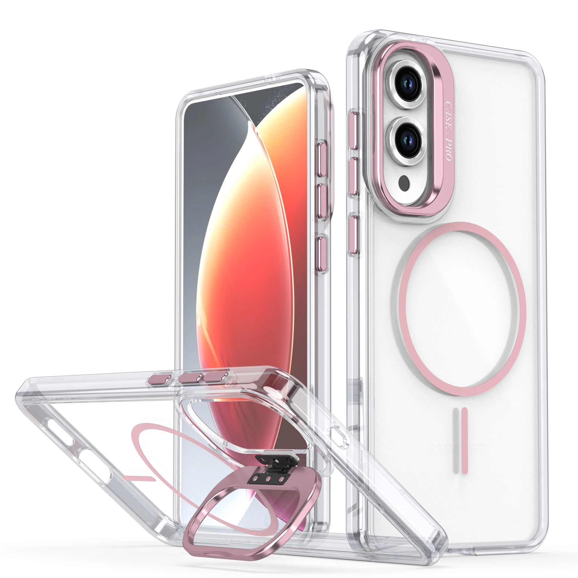 Luxury Clear Magnetic Lens Stand Phone Case with MagSafe Integration