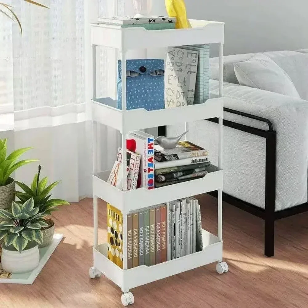 Bookshelf Storage Trolley Multi-Layer Shelves Household Snacks Storage Rack Mobile Kitchen Organizer Cart With Wheels bookshelf storage rack storage rack rolling storage cart