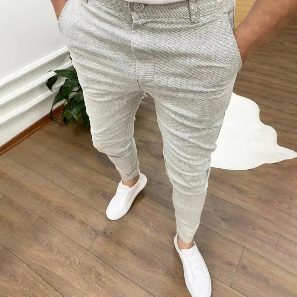 

Streetwear Stretch Super Slim Trousers Fly Casual Popular Fit Zipper Bottoms