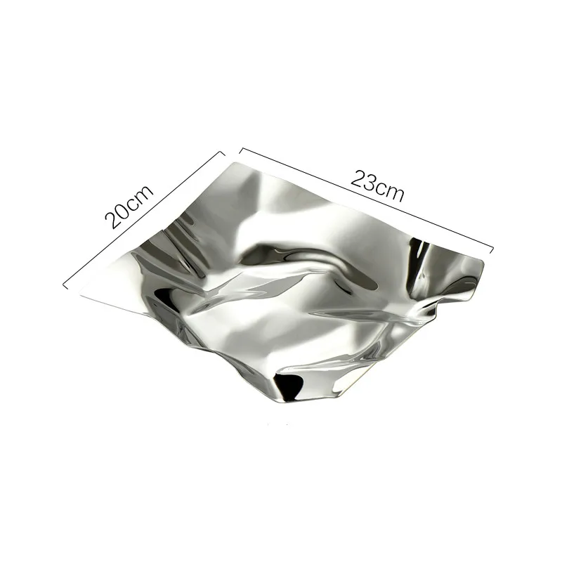 Nordic Stainless Steel Wave Pattern Tray Key Storage Tray Snack Trays Irregular Geometry Decorative Plate Modern Home Decor 5