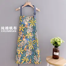  Pure Cotton Breathable Canvas Apron Women's Oil-proof Wear-resistant Work Work Clothes Cooking Household Waist Increase Men's 