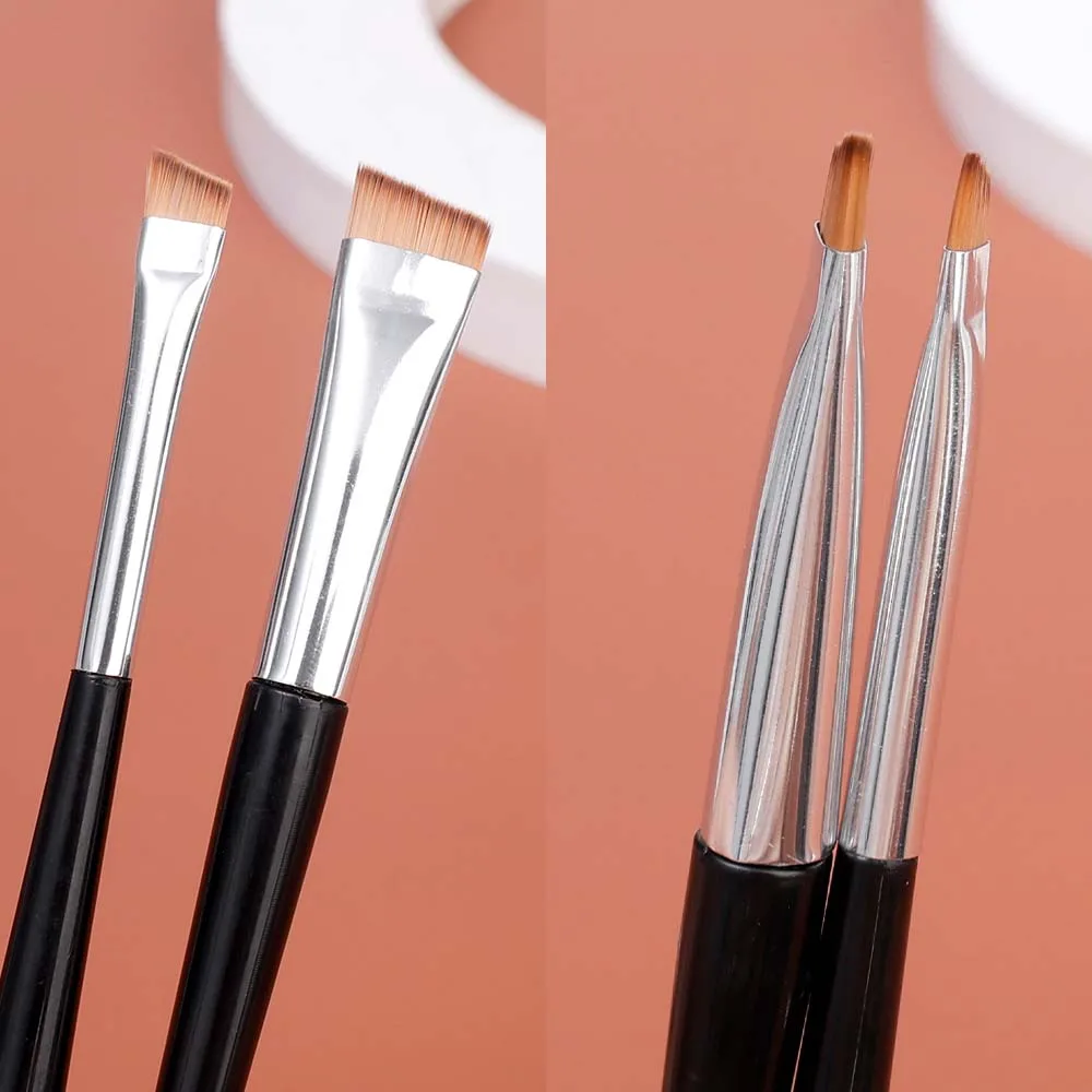 Professional Eyebrow Brush Eyeliner Angled Flat Head Blade Eye Liner Brow Contour Makeup Brushes Double-head Make Up Tools 15pcs 5