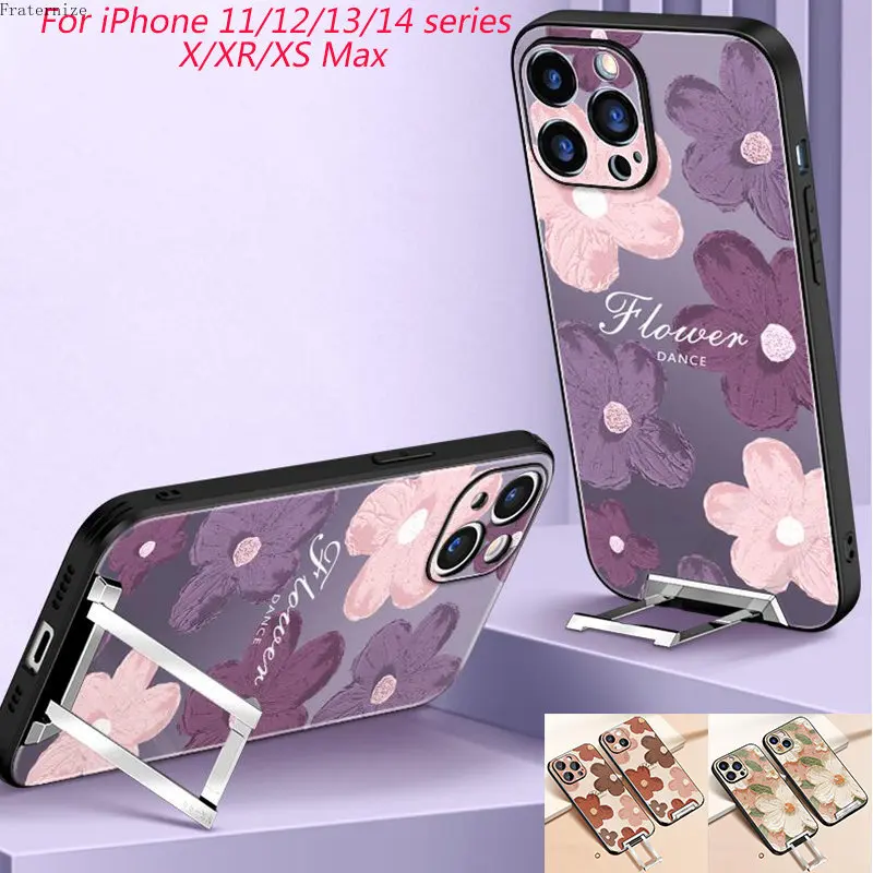 

Скрытый чехол-подставка для телефона iPhone 11 12 13 14 Pro Max 14 PLus XS MAX XR X Цветок Невидимый кронштейн держатель подставка Защитная крышка
