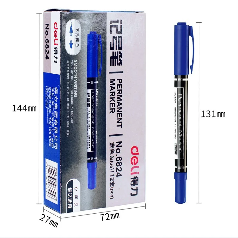Permanent Marker 1/3pcs/set Twin Tip Permanent Markers Fine Point Black Blue Red Ink 0.5mm-1mm Paper CD Glass Fabric Paint Marking