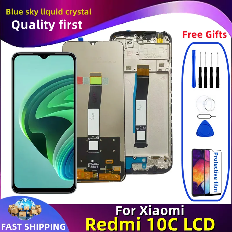 

LCD Display Touch Screen Replacement, Digitizer Assembly with Frame, Original, Xiaomi Redmi 10C, 6.71 ", 220333QBI, 220333QAG