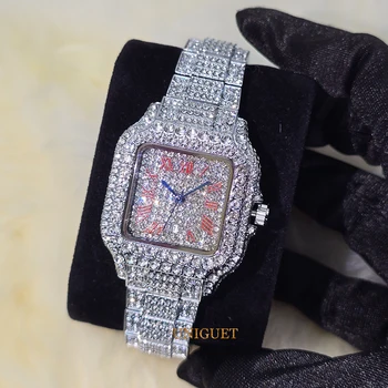 Square Women's Watch Elegant Blue Ponit Luxury Diamond Iced Fashion Pink Number Classic Design Watches For Ladies Dropshipping