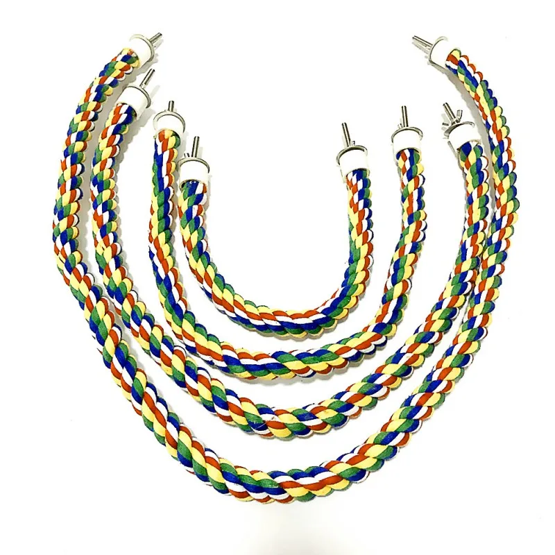 Corde à perroquet tressée et colorée, 40/60/80/105cm, perruche, jouet pour calopsitte, support pour animaux de compagnie, accessoires, échelle, balançoire, fournitures