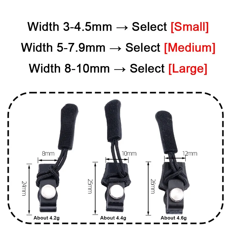 Description Picture 4 of item5PCS//20PCS Universal Zipper Repair Kit Quick Instant Detachable Zipper Head for Jacket Bags Coat Replacement Zipper Slider Pull