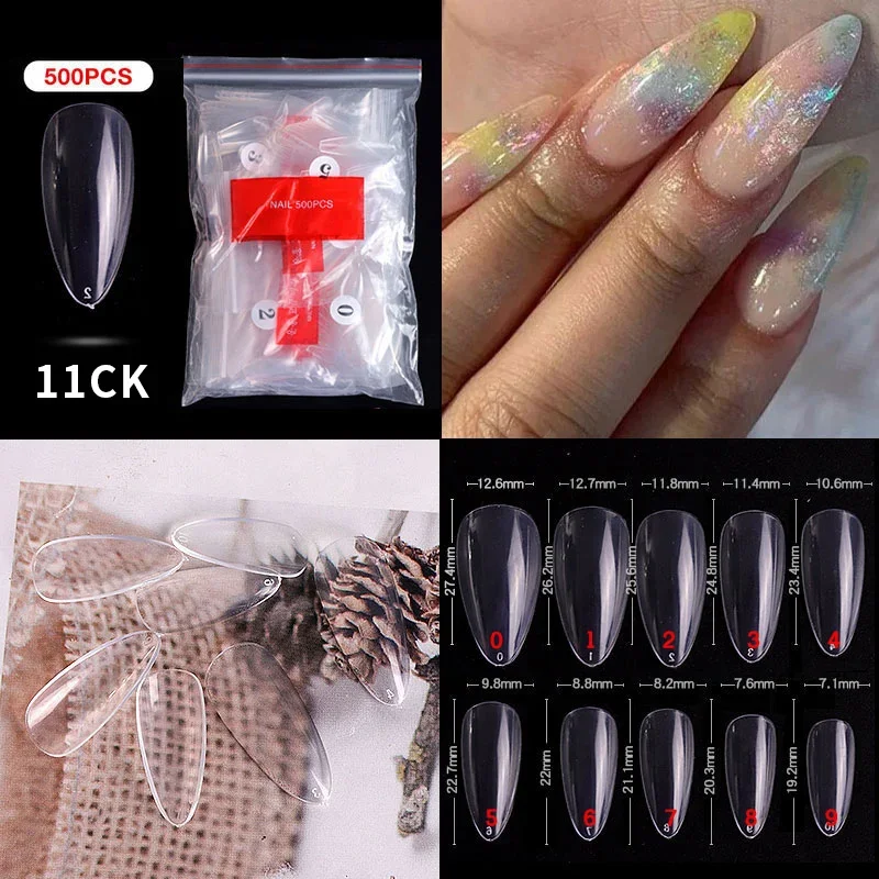 500Pcs/Bagged False Nail Art Tips 프랑스어 자연 투명한 관 False Nails Tips 아크릴 UV 젤 매니큐어 매니큐어