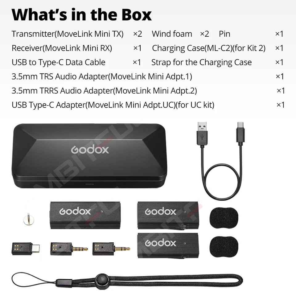 Godox-Movelink-ミニワイヤレスマイク,2.4GHz送信機受信機