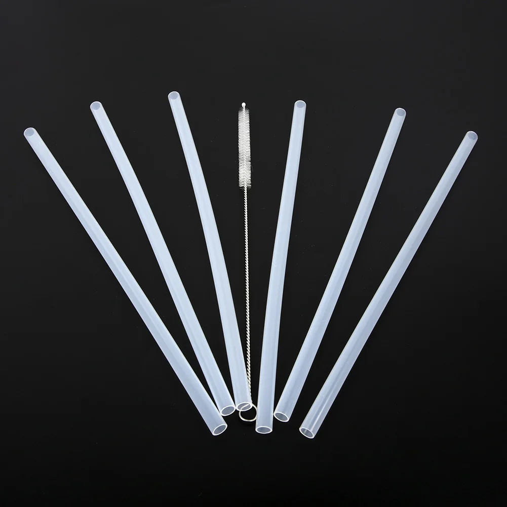 Outdoor Riding Straw Accessories Replacement 6x Straws +1x Cleaning Brush Set 1 Set for Hydro Flask Wide Mouth Bottle
