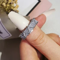 2024 New Luxury Triangle Silver Color Aesthetic Eternity Band Ring for Women Anniversary Gift Jewelry Wholesale R6505 - Image 3