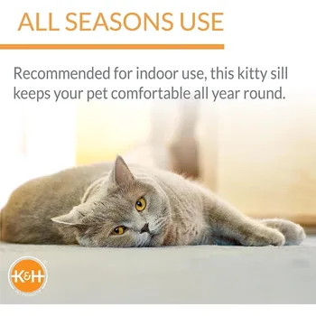 K&H Pet Products Bolster Kitty Sill Cat Window Perch Bed for Large Cats, Orthopedic Window Hammock Holds 40 lbs, Washable Cover, 5