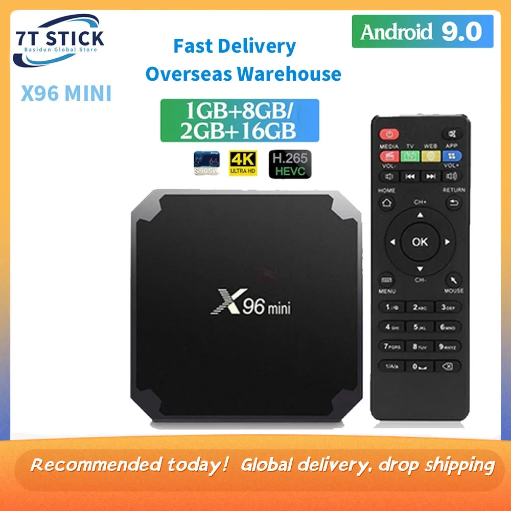 UNUIGA X96 Mini Amlogic S905W 2GB RAM 16GB ROM Android 7.1 TV Box Quad Core  Set Top Boxes XBMC Kodi Pre-installed WiFi 4K 1080P 64bit Internet TV Box  Media Streaming Device 