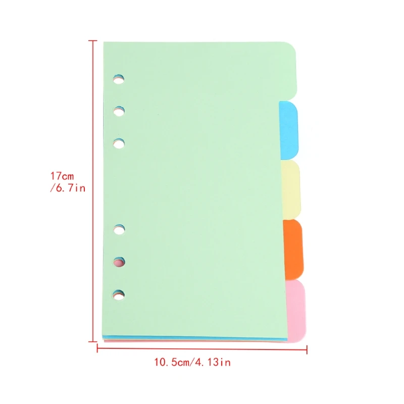 5Pcs Refills 6 Hole Blank Colorful Paper for A5 Loose Leaf Binder Notebook