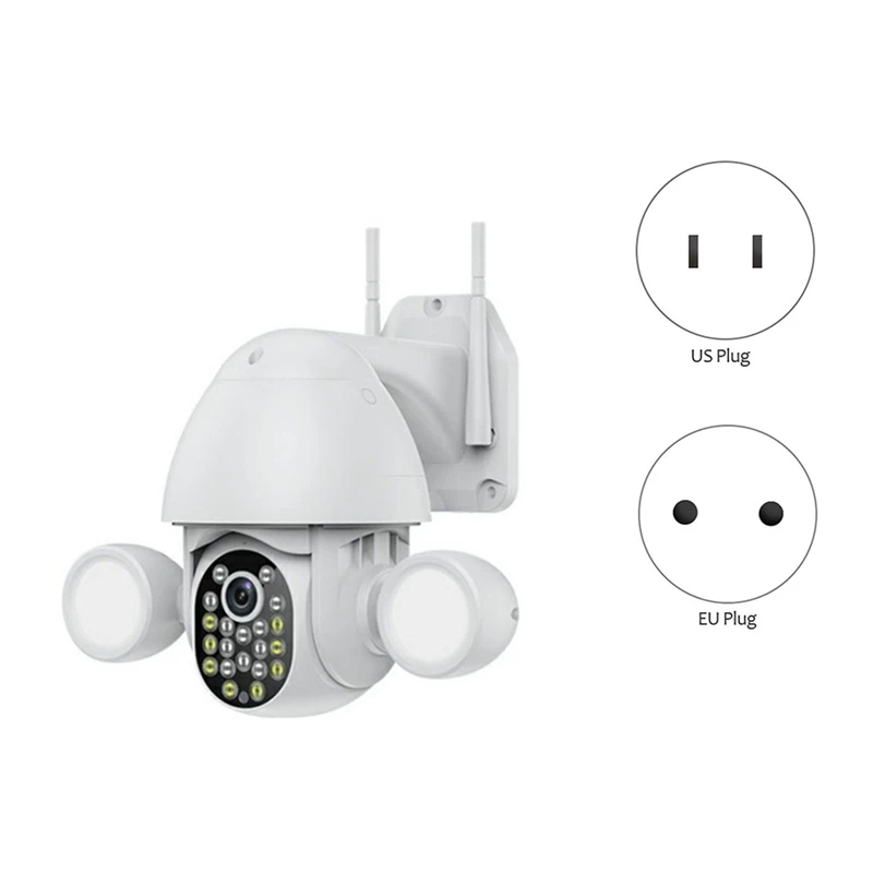 

3MP Tuya Floodlight Camera Courtyard Lighting Camera Outdoor Human Tracking Flood Lighting Cam For Google Home US Plug