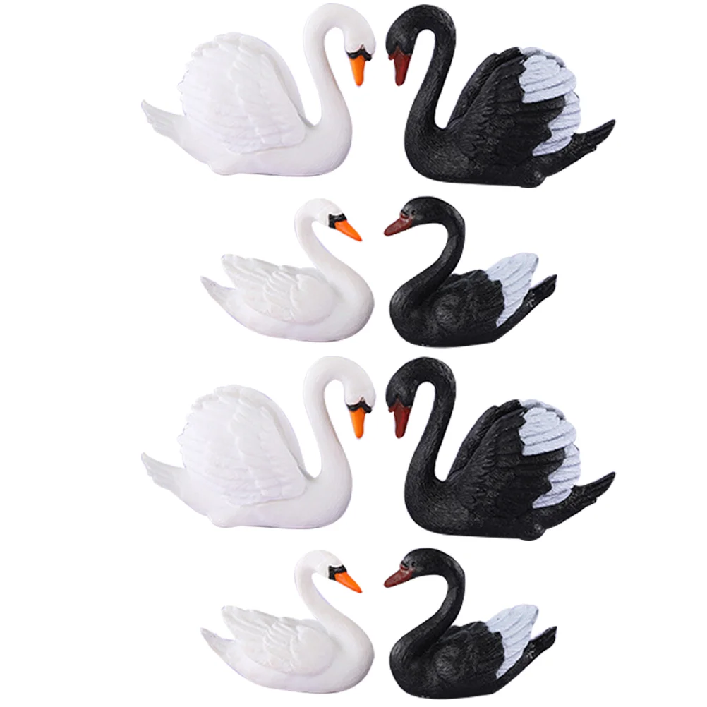 

8 Pcs Swan Micro Landscape Models Science Educational Figurines Sculptures Desktop Decoration Pvc Miniature House Decors