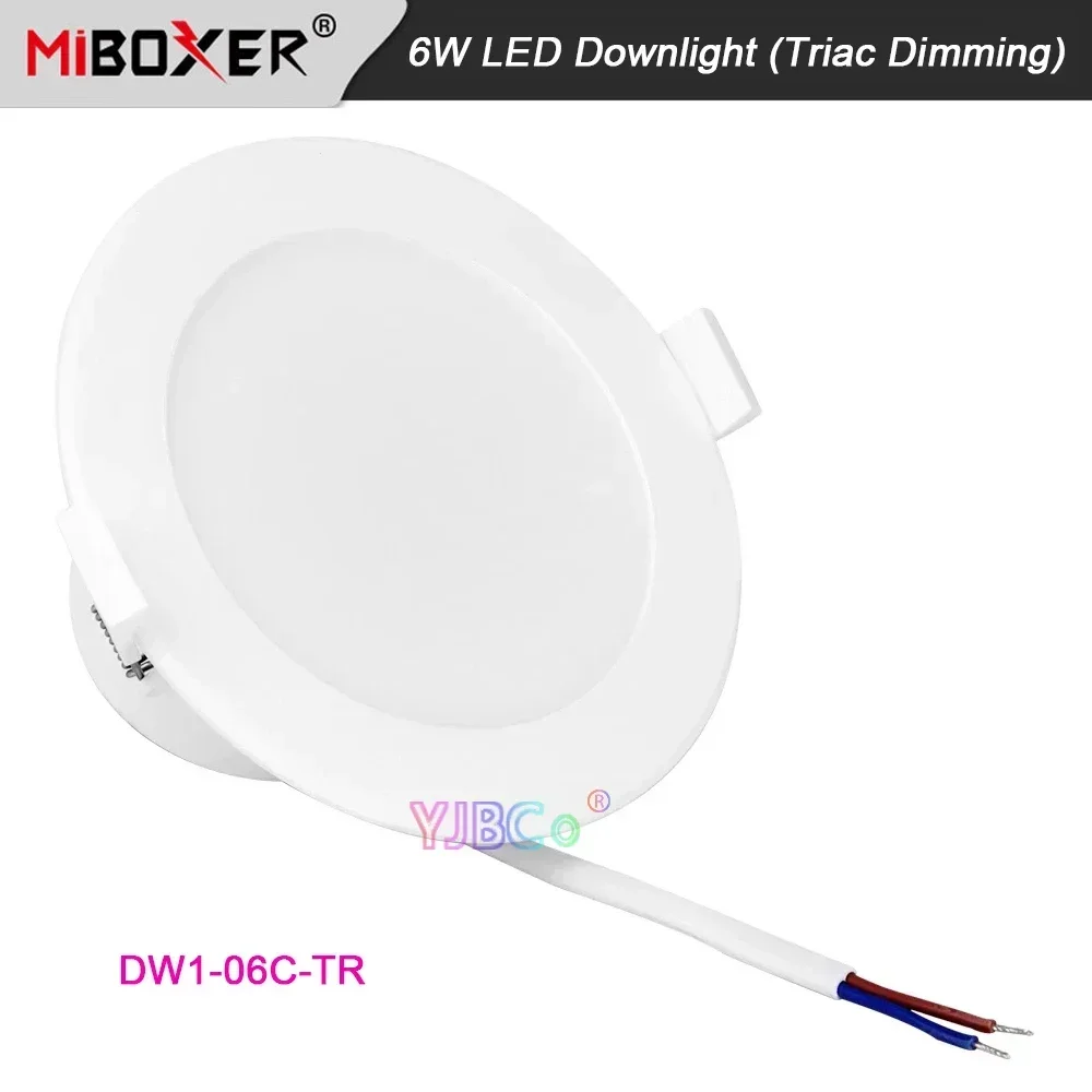 MiBoxer 6W Triac Dimming LED Downlight 220V AC Ceiling Light AC Triac RF+Push Dimmer control,Color temperature switched button