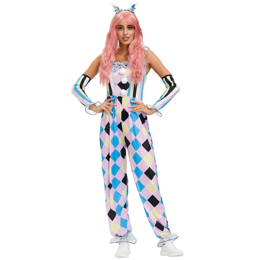 

Easter Purim Halloween Costume for Women's Funny Circus Clown Costumes Adult Quinn Honey Joker Cosplay Fancy Dress Up