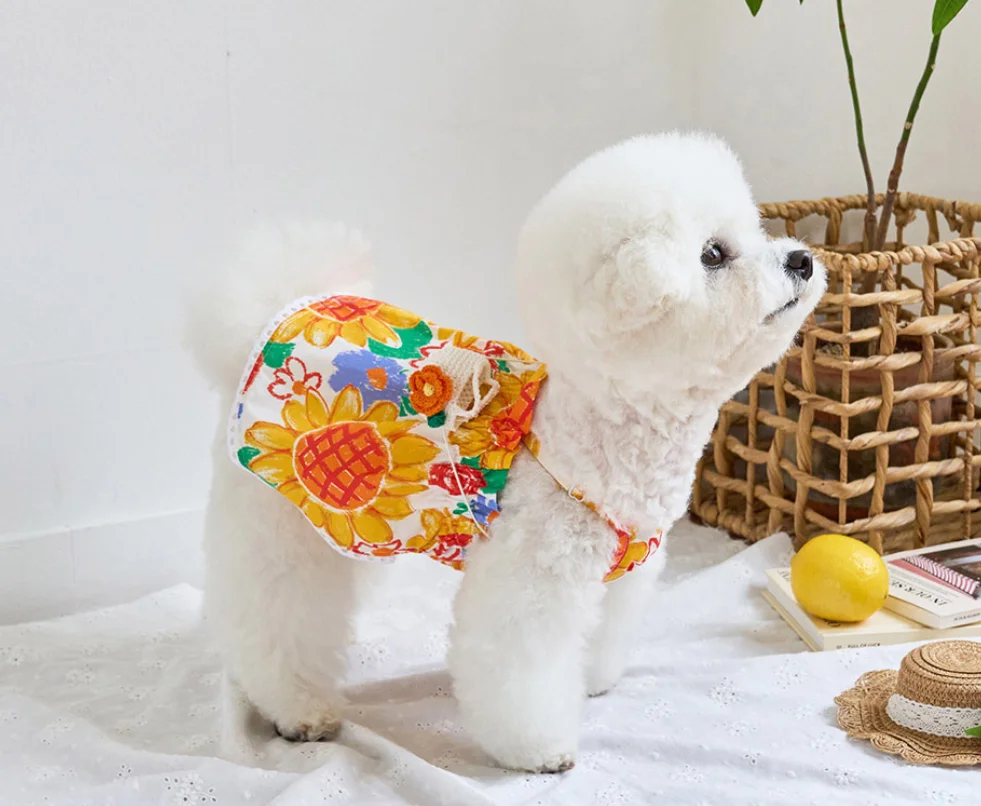 Luxury Dog Dress Bowknot Lace Summer Puppy Clothes Dog Skirts Cotton T Shirt Girls Costume Chihuahua