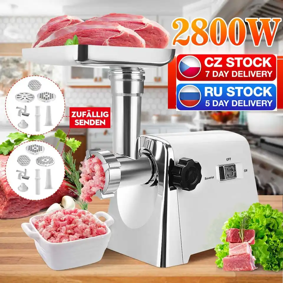 2800W Electric Meat Grinder Household Sausage Stuffer Meat Mixer Mincer for Home CommercialEU Plug 220-240V, Size: Large