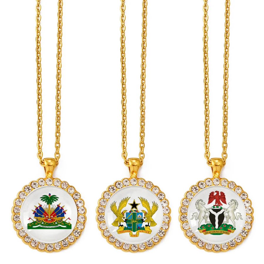 AnniyoNigeriaHaitiGhanaFlagPendantNecklaceWithArtificialGlassforWomenMenAfricanPopularJewelryRhinestone#314606-AliExpress36