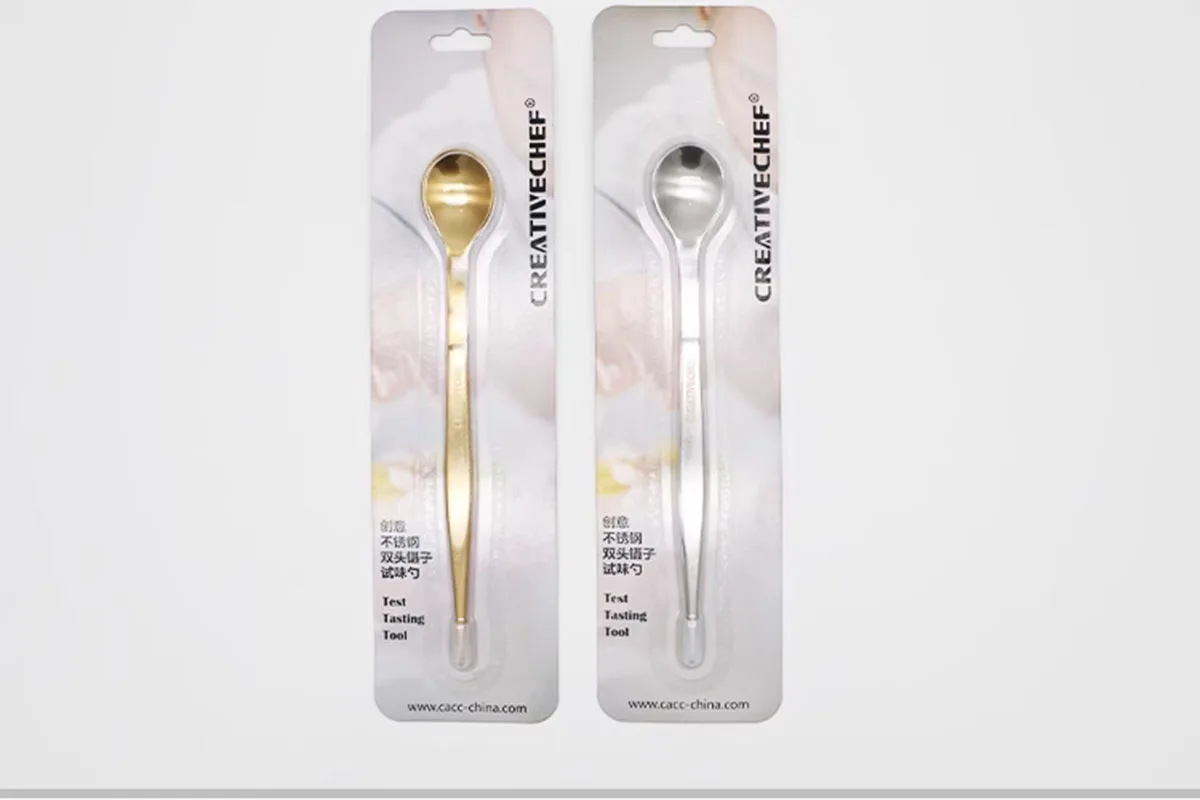 CREATIVECHEF Tweezers Plate Clamps Dual Purpose Flavour Sampling Spoon Stainless Steel Food Grade 2 in 1 Hotel Chef Use
