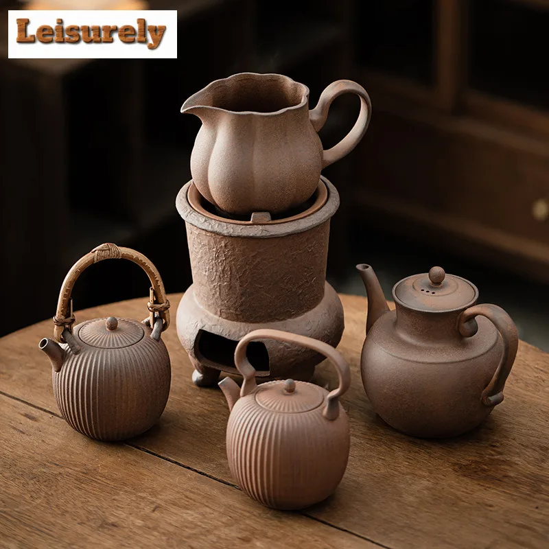Old Rock Mud Boiling Water Kettle Large Capacity Tea Soaking Pot Household Herbal Medicine Kettle Tea Ceremony Supplies Craft
