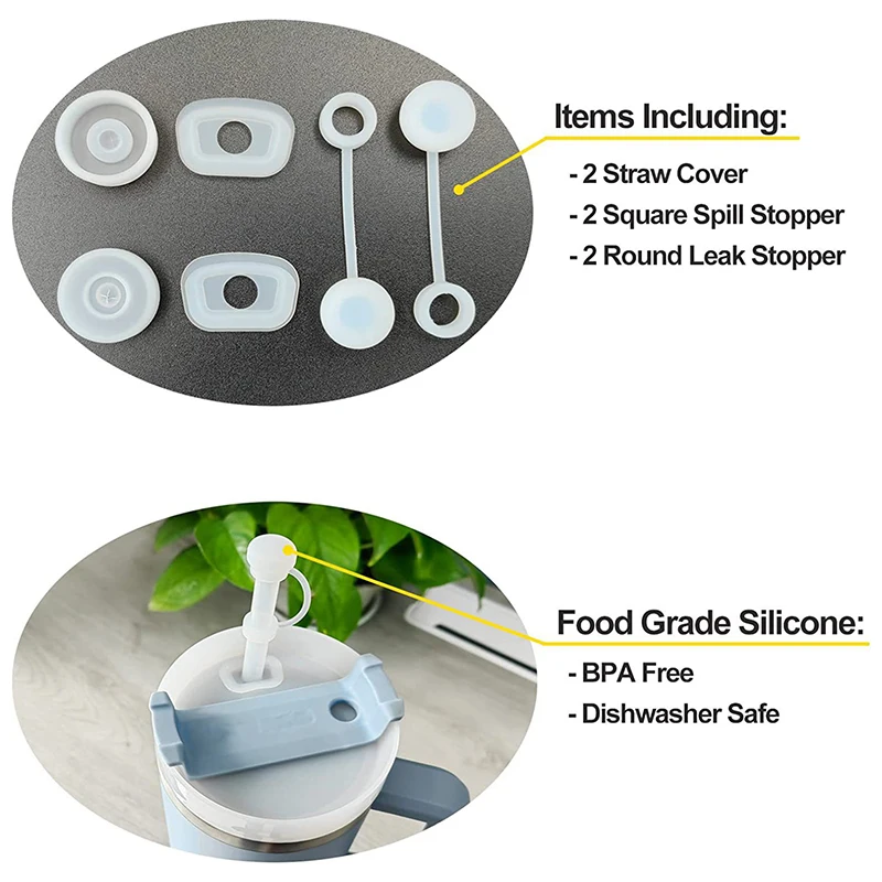 Description Picture 6 of item1Set Straw Cover Spill Stopper Compatible With Stanley Cup 40OZ 30OZ Quencher 1.0 Leak Stopper For Stanley Tumbler Accessories