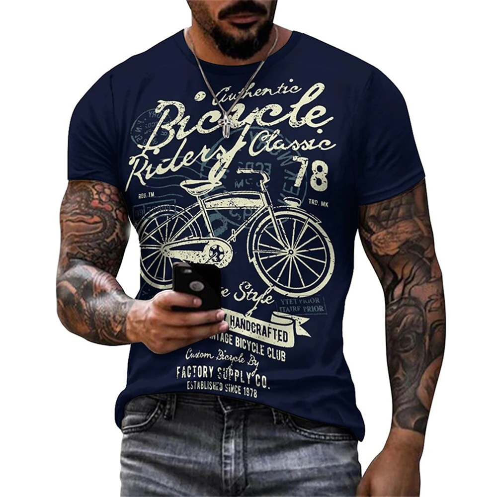 3D Printed Bicycle T-Shirt for Men Clothing Vintage Bike Graphic T Shirt Gym Sport Tops Tee Streetwear Men Clothes Short Sleeve 3d printed t shirts
