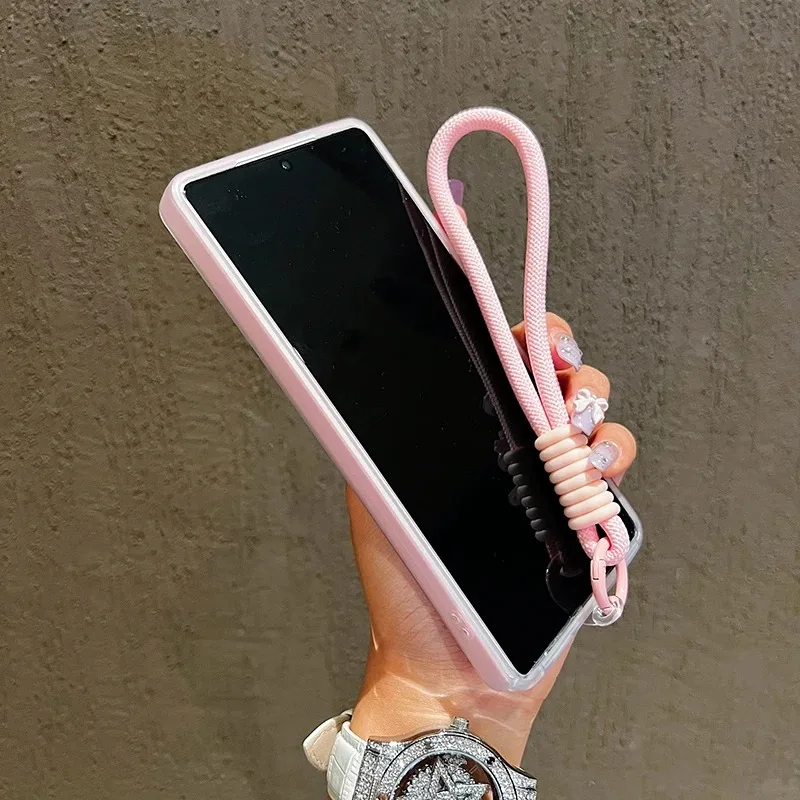 Versatile Jelly Matte Phone Case with Wrist Strap Lanyard