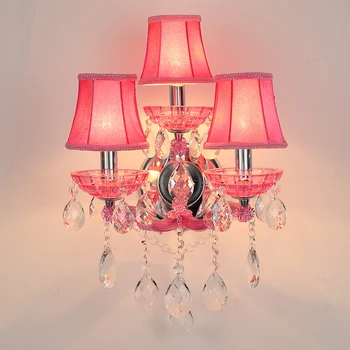 OUFULA European Style Crystal Wall Lamp Pink Girls' Room Candle Lamp Luxurious Living Room Restaurant Bedroom Villa